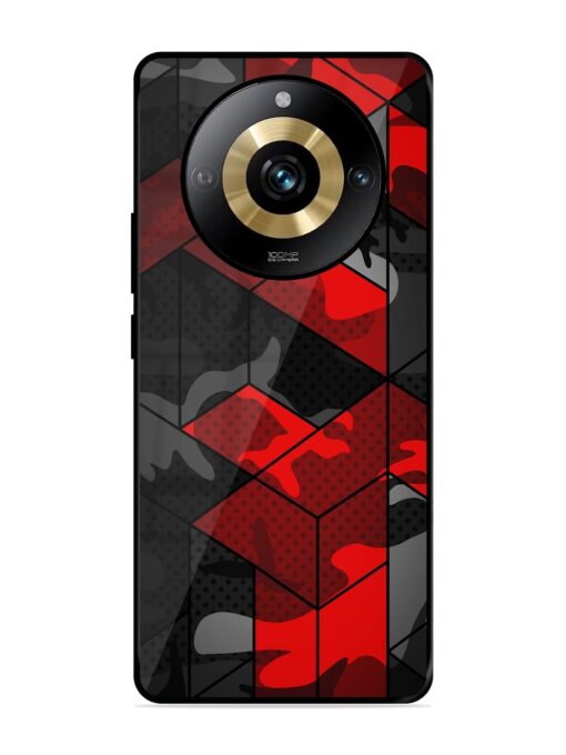 Royal Red Camouflage Pattern Glossy Metal Phone Cover for Realme Narzo 60 Pro (5G) Zapvi