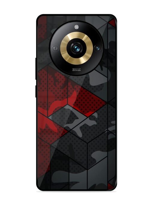 Red And Grey Pattern Glossy Metal Phone Cover for Realme Narzo 60 Pro (5G)