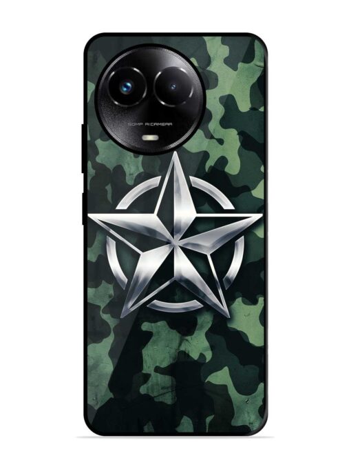 Indian Army Star Design Glossy Metal Phone Cover for Realme Narzo 60X (5G)