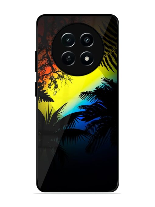 Colorful Sunset With Palm Trees Glossy Metal Phone Cover for Realme Narzo 70X (5G) Zapvi