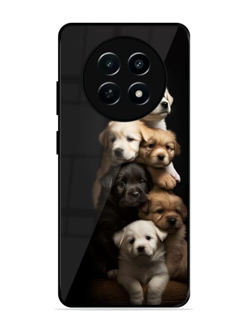 Cute Baby Dogs Glossy Metal Phone Cover for Realme Narzo 70X (5G)