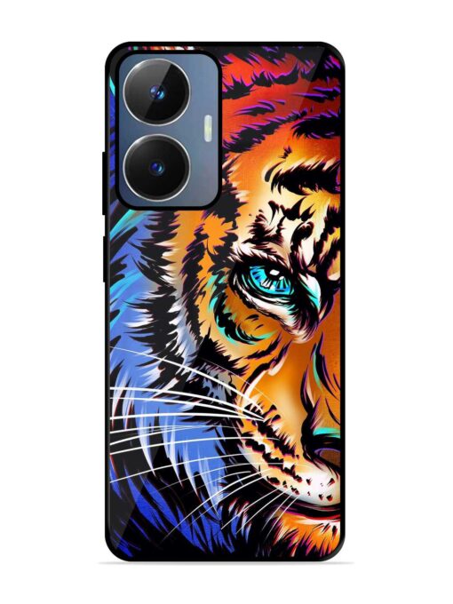 Colorful Lion Art Glossy Metal Phone Cover for Realme Narzo N55 Zapvi