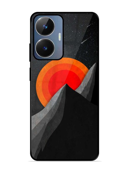 Black Mountain Glossy Metal Phone Cover for Realme Narzo N55 Zapvi