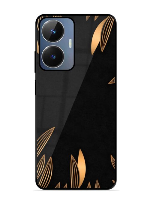 Golden Leaf Pattern Glossy Metal Phone Cover for Realme Narzo N55 Zapvi