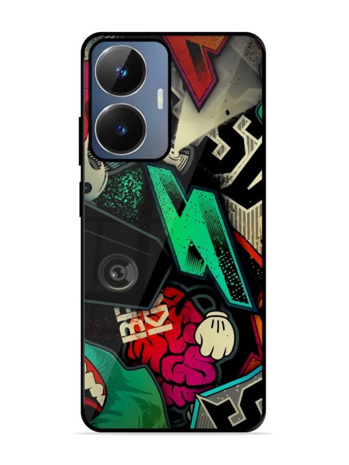 Graffiti Art Glossy Metal Phone Cover for Realme Narzo N55 Zapvi