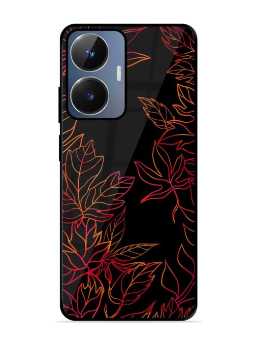 Red Floral Pattern Glossy Metal Phone Cover for Realme Narzo N55 Zapvi