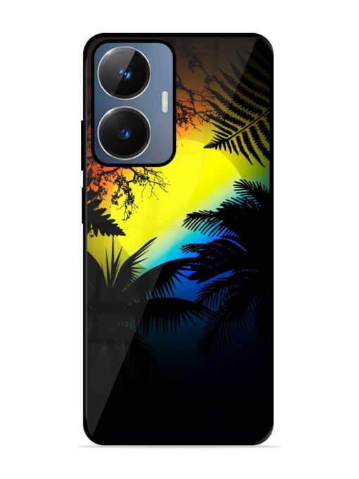 Colorful Sunset With Palm Trees Glossy Metal Phone Cover for Realme Narzo N55 Zapvi