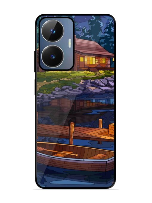 Village Night Scene Glossy Metal Phone Cover for Realme Narzo N55 Zapvi