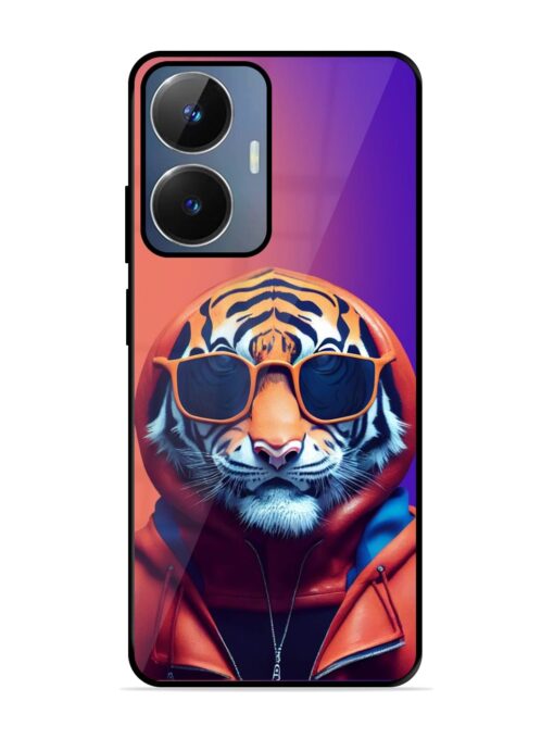 Tiger Animation Glossy Metal Phone Cover for Realme Narzo N55