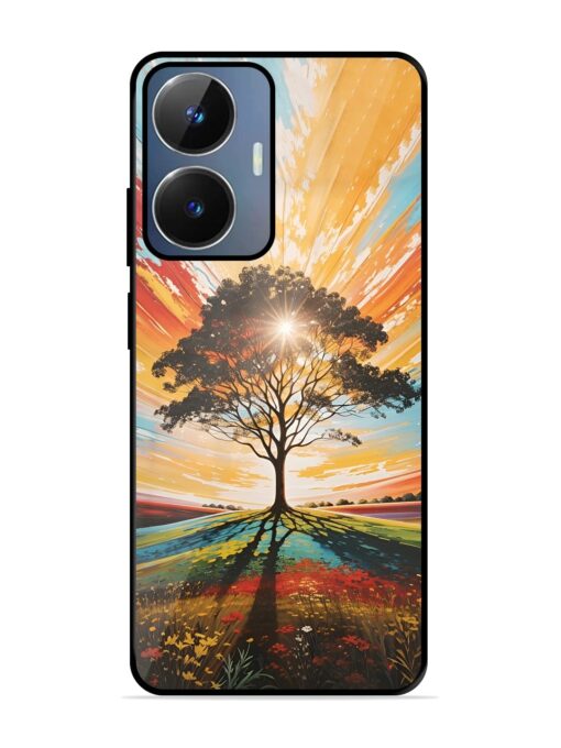 Abstract Tree Colorful Art Glossy Metal Phone Cover for Realme Narzo N55 Zapvi