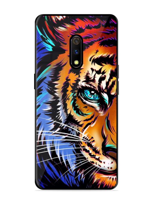 Colorful Lion Art Glossy Metal Phone Cover for Realme X Zapvi