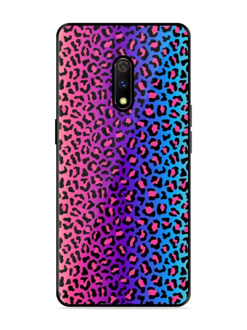 Colorful Leopard Seamless Glossy Metal Phone Cover for Realme X