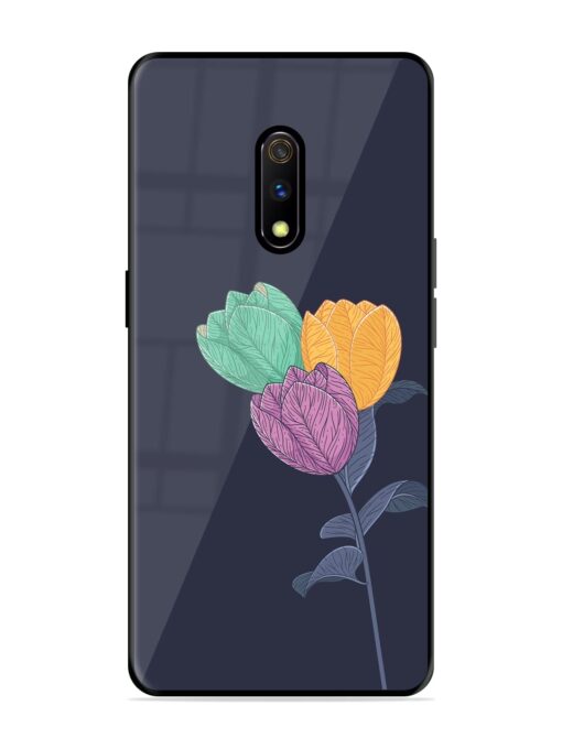 Flower Vector Glossy Metal Phone Cover for Realme X Zapvi