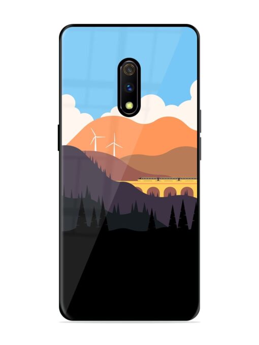 Minimal Mountain Vector Glossy Metal Phone Cover for Realme X