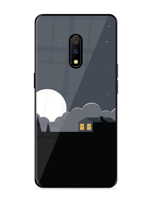 Full Moon Vector Art Glossy Metal Phone Cover for Realme X Zapvi