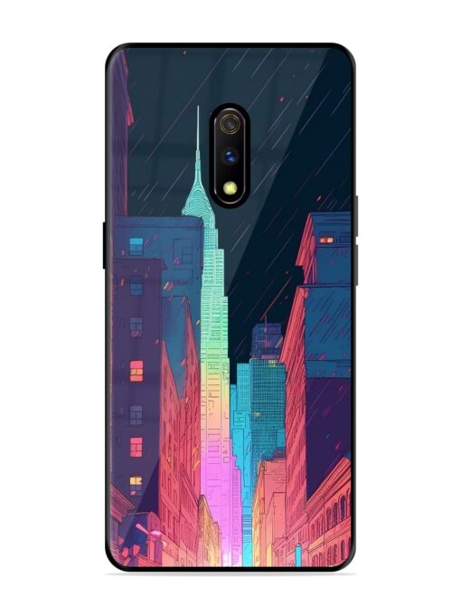 Minimal City Art Glossy Metal Phone Cover for Realme X Zapvi