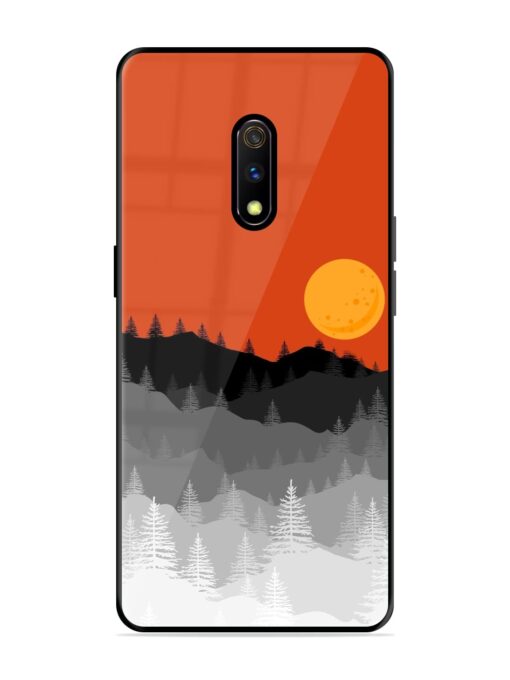 Mountain Lofi Sun Glossy Metal Phone Cover for Realme X