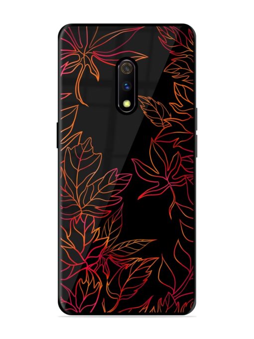 Red Floral Pattern Glossy Metal Phone Cover for Realme X Zapvi