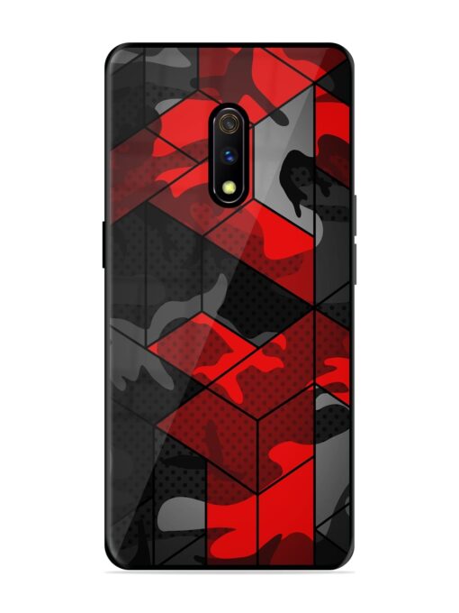 Royal Red Camouflage Pattern Glossy Metal Phone Cover for Realme X