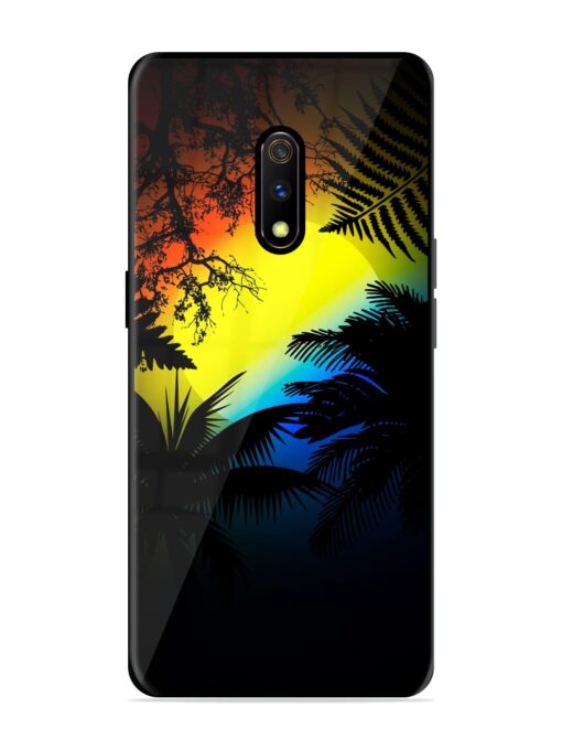 Colorful Sunset With Palm Trees Glossy Metal Phone Cover for Realme X Zapvi