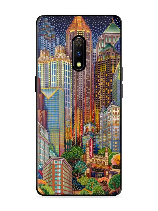 Cityscapes Art Glossy Metal Phone Cover for Realme X Zapvi