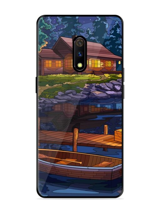 Village Night Scene Glossy Metal Phone Cover for Realme X Zapvi