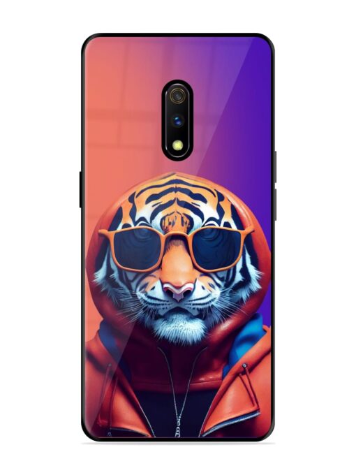 Tiger Animation Glossy Metal Phone Cover for Realme X Zapvi