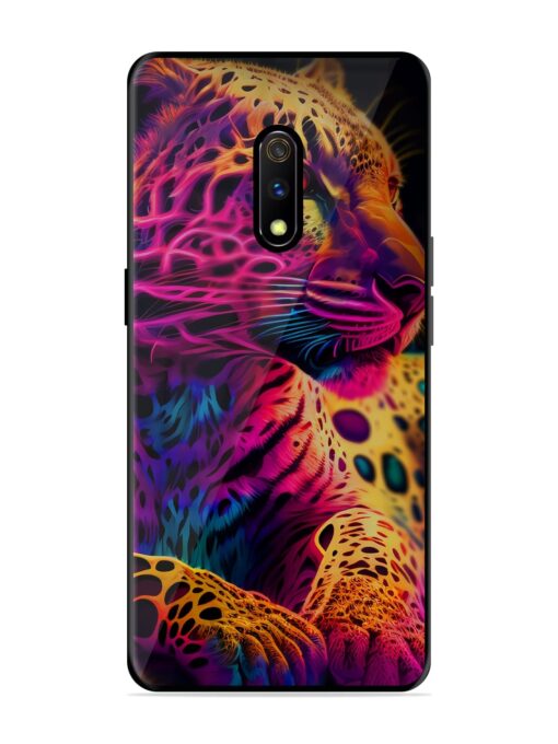 Leopard Art Glossy Metal Phone Cover for Realme X Zapvi