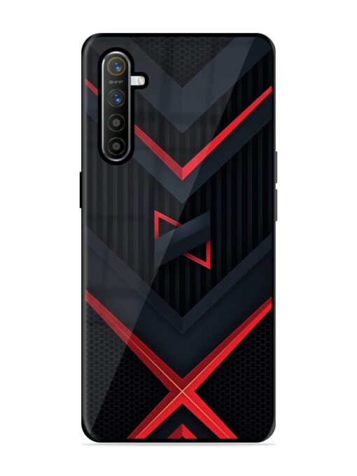 Red Gray Abstract Glossy Metal Phone Cover for Realme X2