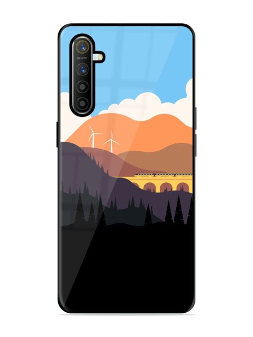 Minimal Mountain Vector Glossy Metal Phone Cover for Realme X2