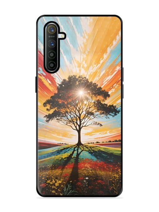 Abstract Tree Colorful Art Glossy Metal Phone Cover for Realme X2