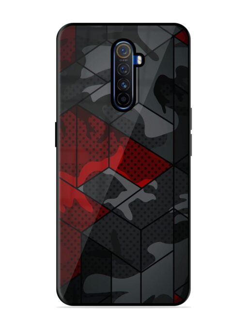 Red And Grey Pattern Glossy Metal Phone Cover for Realme X2 Pro Zapvi