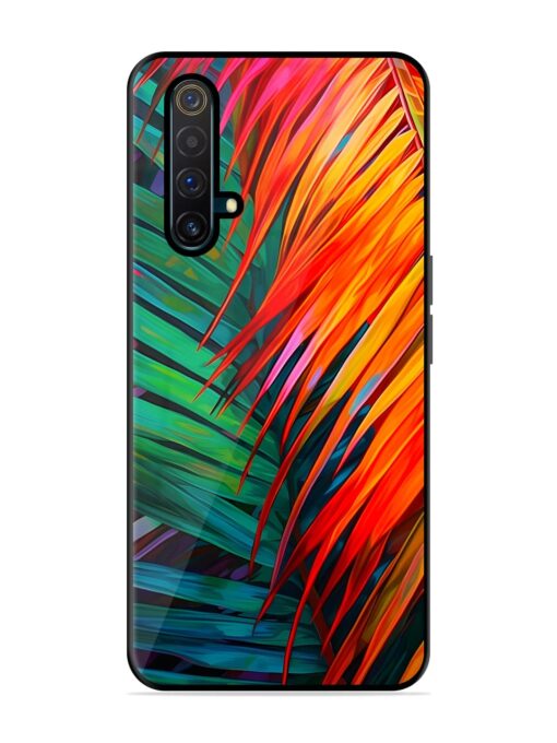 Painted Tropical Leaves Glossy Metal Phone Cover for Realme X3 Zapvi