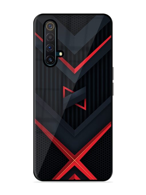 Red Gray Abstract Glossy Metal Phone Cover for Realme X3