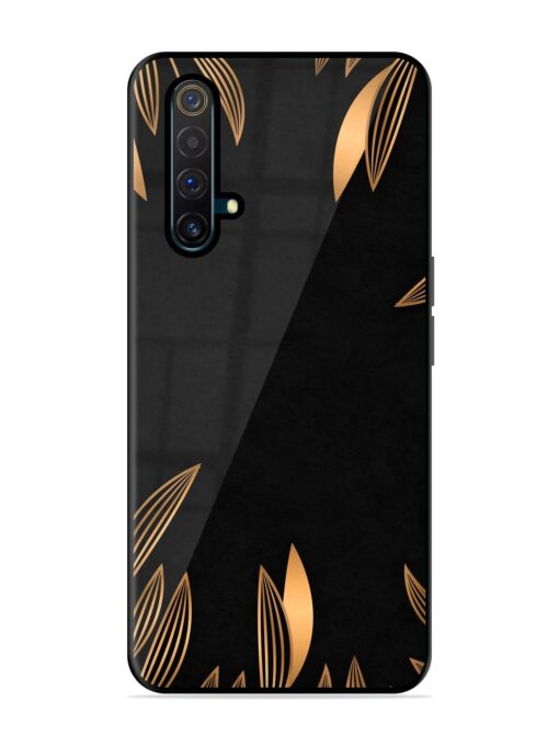 Golden Leaf Pattern Glossy Metal Phone Cover for Realme X3