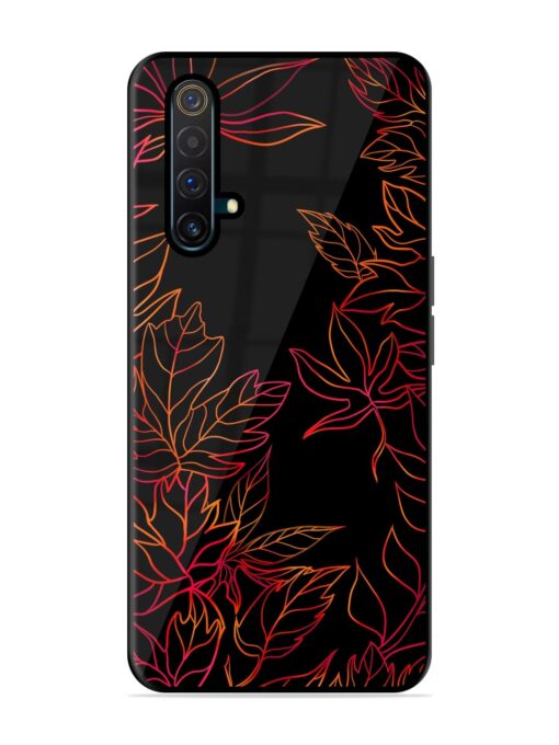 Red Floral Pattern Glossy Metal Phone Cover for Realme X3