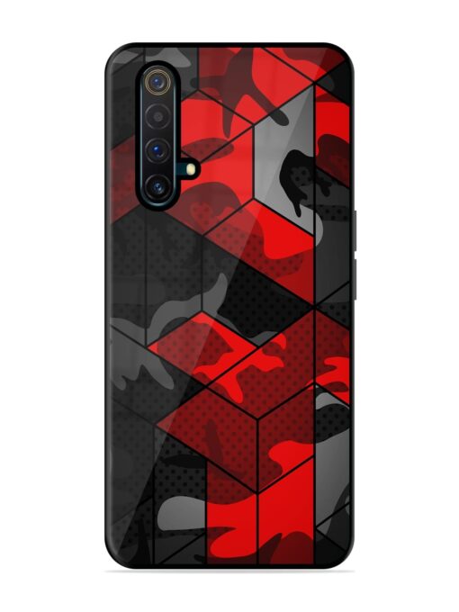 Royal Red Camouflage Pattern Glossy Metal Phone Cover for Realme X3