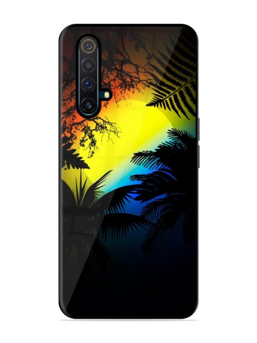 Colorful Sunset With Palm Trees Glossy Metal Phone Cover for Realme X3 Zapvi