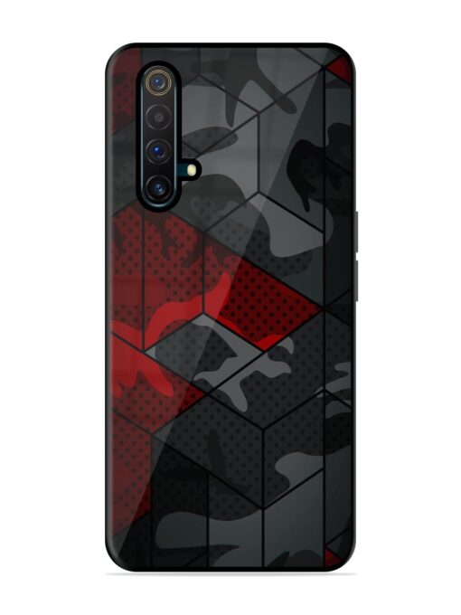 Red And Grey Pattern Glossy Metal Phone Cover for Realme X3 Zapvi