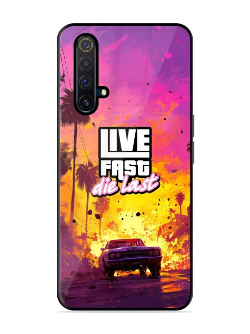 Live Fast Glossy Metal Phone Cover for Realme X3 Zapvi