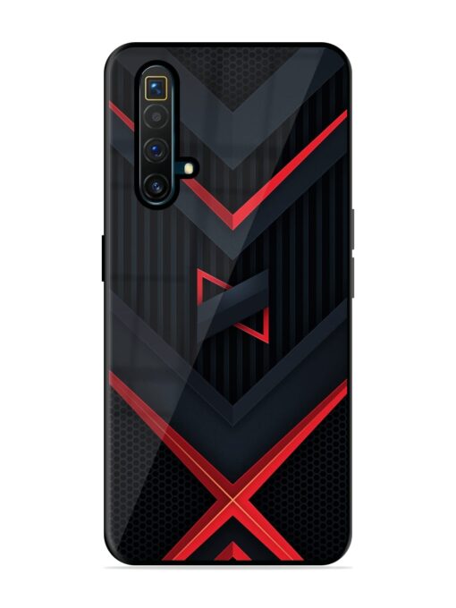 Red Gray Abstract Glossy Metal Phone Cover for Realme X3 Superzoom