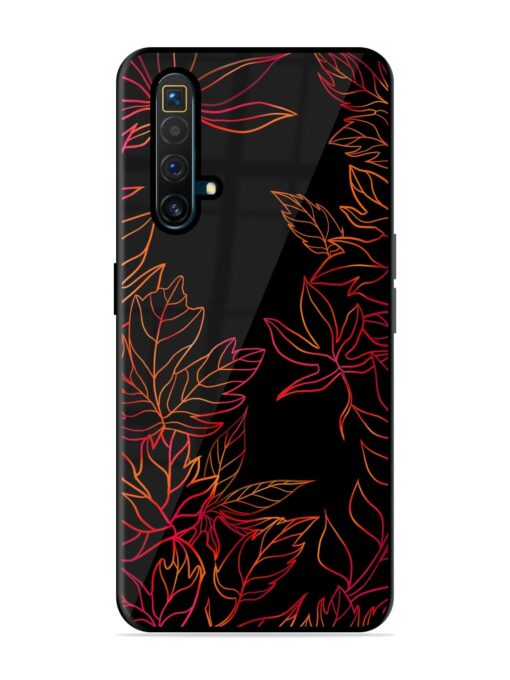 Red Floral Pattern Glossy Metal Phone Cover for Realme X3 Superzoom