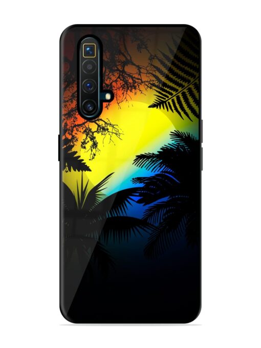 Colorful Sunset With Palm Trees Glossy Metal Phone Cover for Realme X3 Superzoom Zapvi