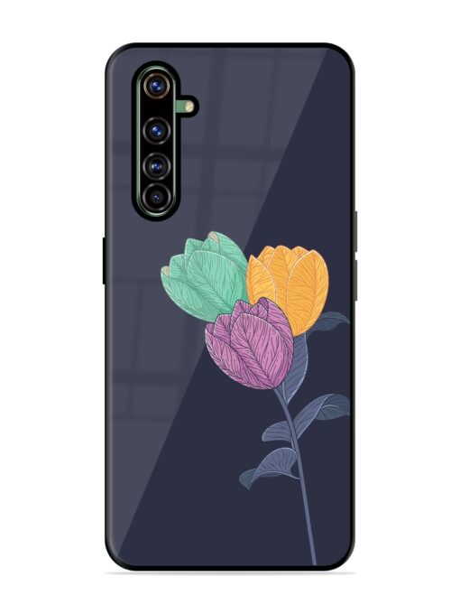 Flower Vector Glossy Metal Phone Cover for Realme X50 Pro