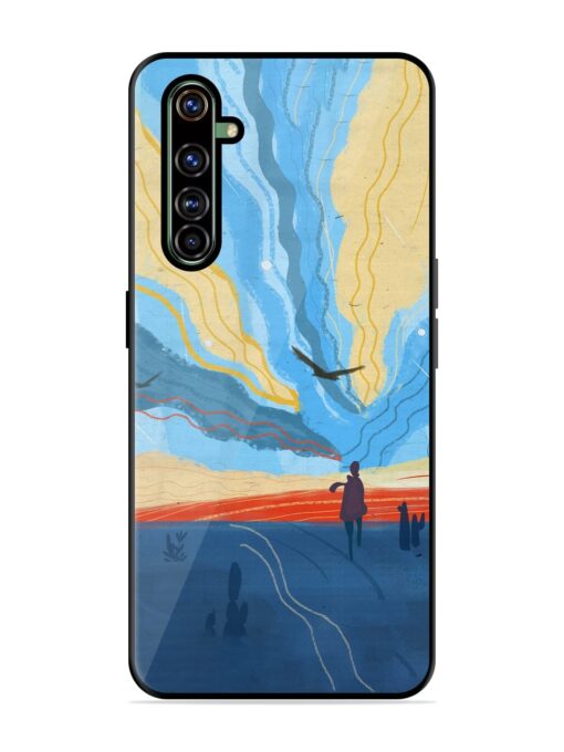 Minimal Abstract Landscape Glossy Metal Phone Cover for Realme X50 Pro