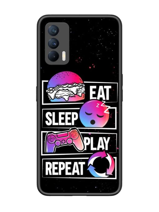 Eat Sleep Play Repeat Glossy Metal Phone Cover for Realme X7 (5G)