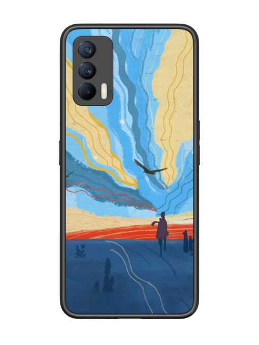 Minimal Abstract Landscape Glossy Metal Phone Cover for Realme X7 (5G)