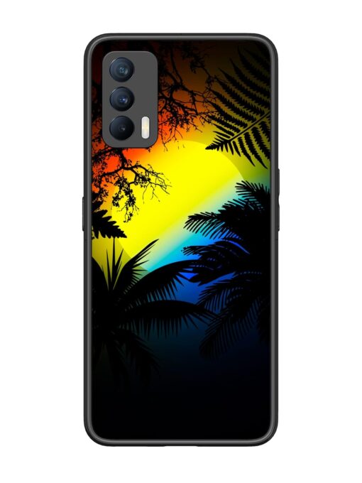 Colorful Sunset With Palm Trees Glossy Metal Phone Cover for Realme X7 (5G)