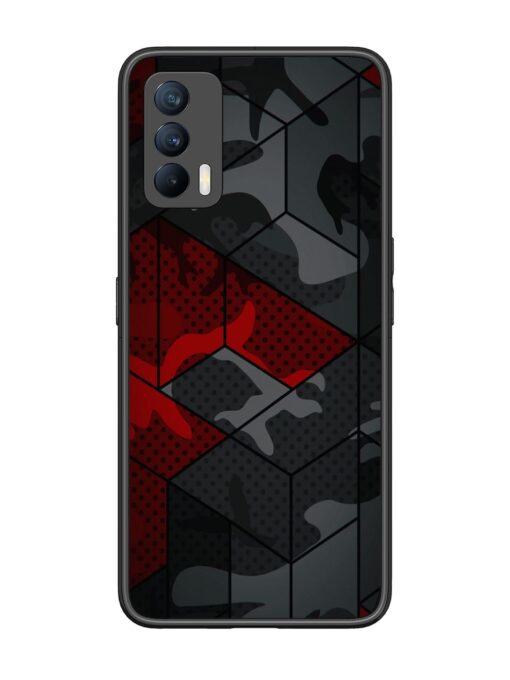 Red And Grey Pattern Glossy Metal Phone Cover for Realme X7 (5G) Zapvi