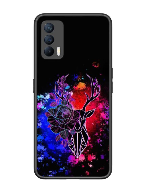 Floral Deer Art Glossy Metal Phone Cover for Realme X7 (5G)